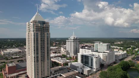 Drone-panorama-of-Virginia-Beach-Town-Center,-4K