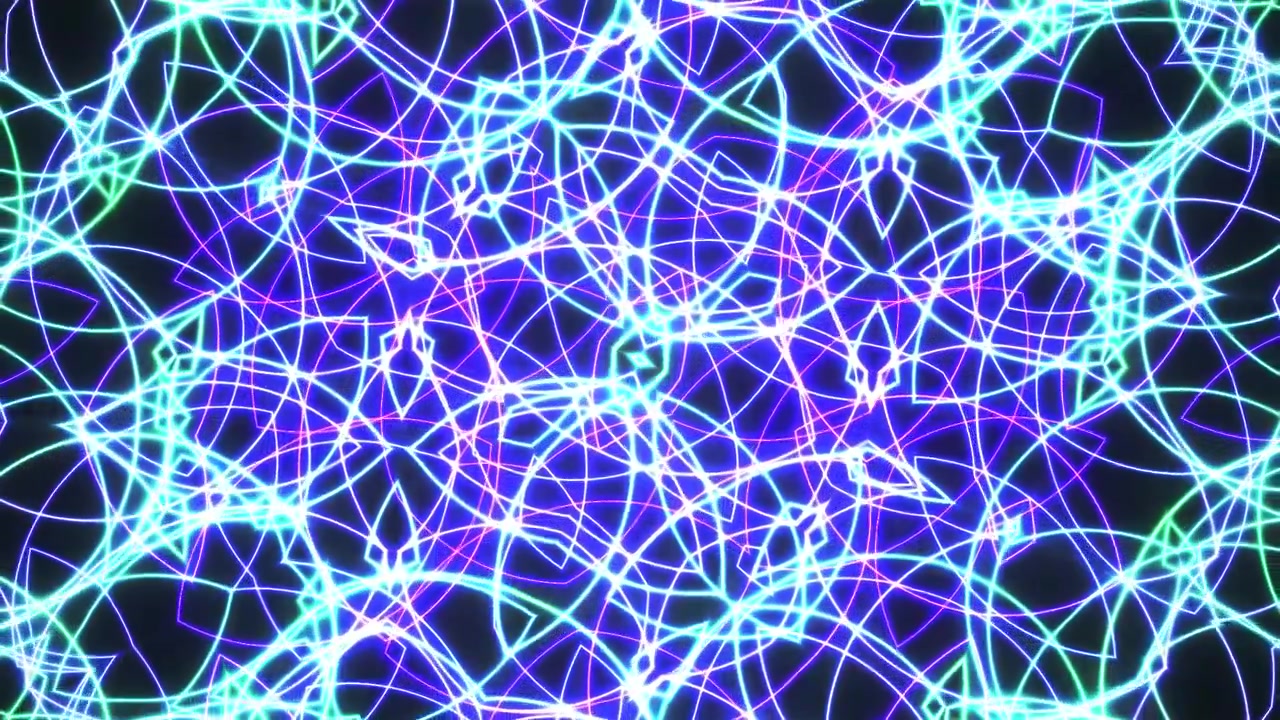 Animação de Padrão de Caleidoscópio com Luz Neon Abstrata