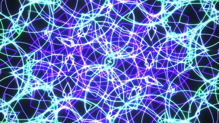Animação de Padrão de Caleidoscópio com Luz Neon Abstrata