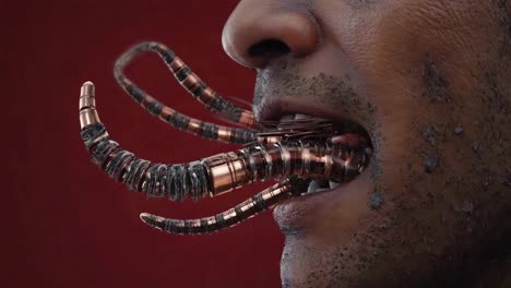 Metallic Appendage Emerges from Human Mouth