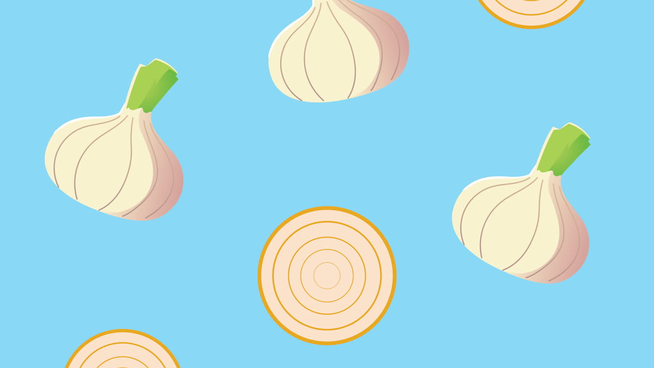 양파 신선한 채소 패턴 애니메이션