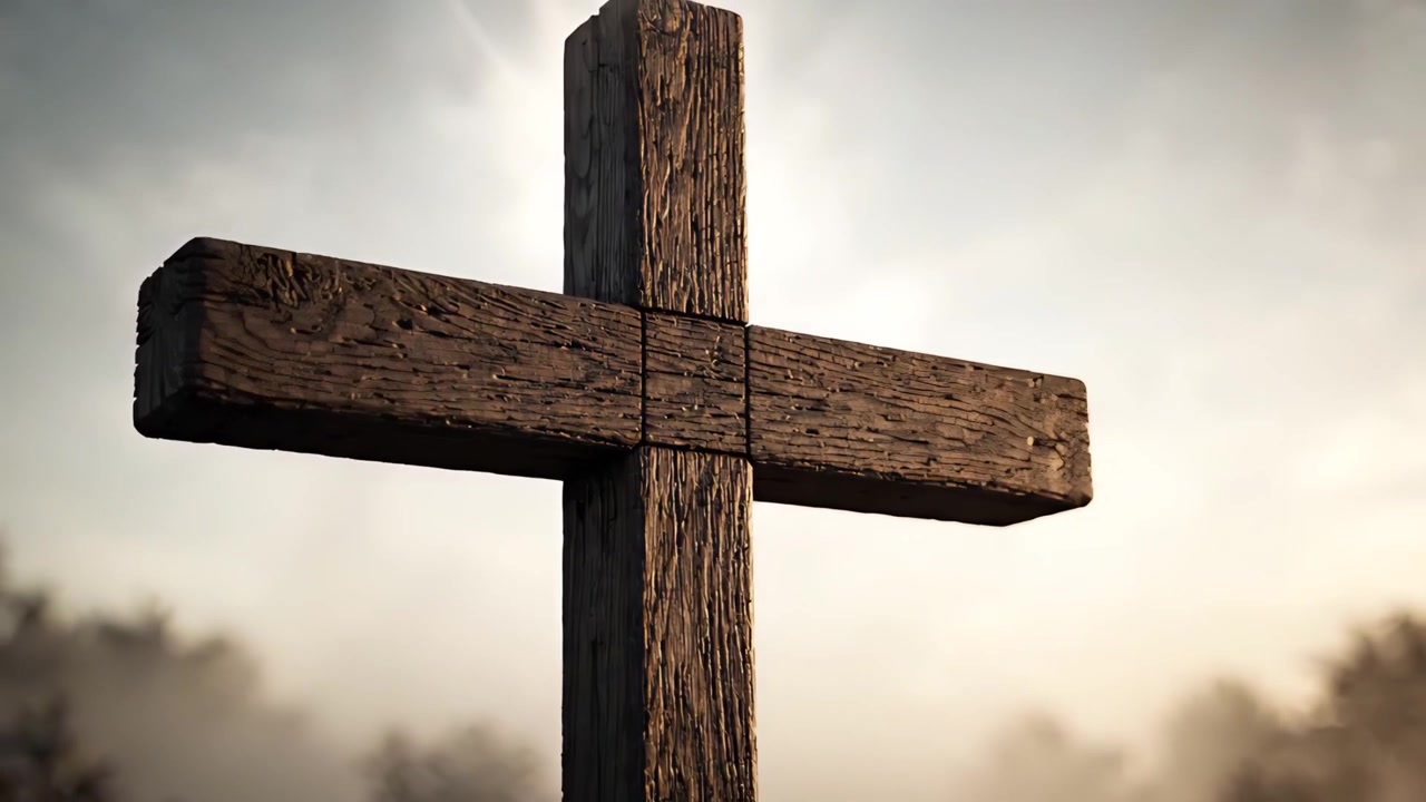Christian Cross Heavenly Light Worship Background 4K