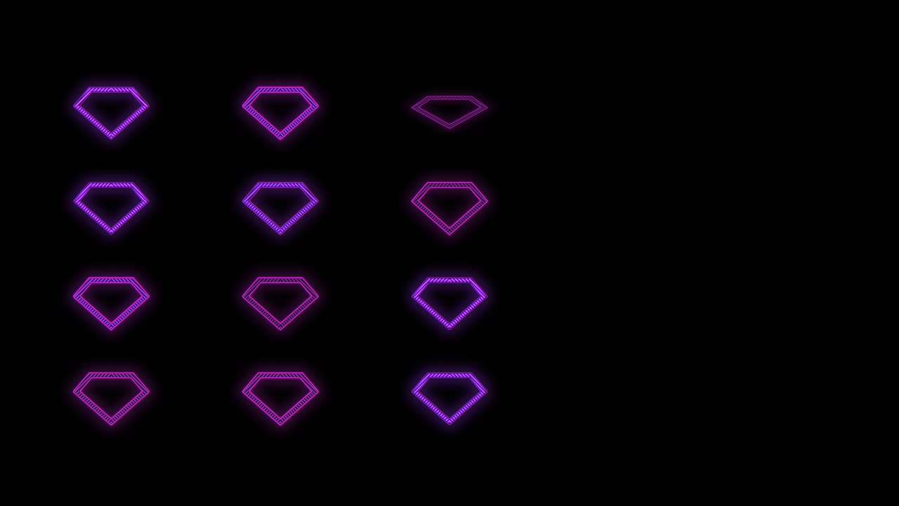 펄스 네온 불빛이 있는 보라색 다이아몬드 패턴