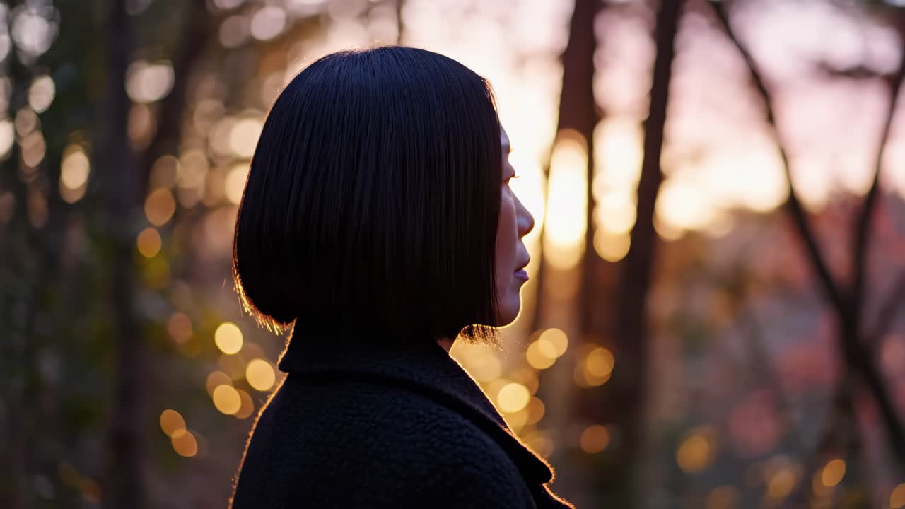 Serene Woman Gazing at Sunset