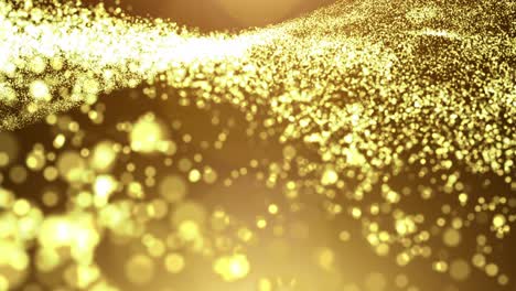 gold particle wave with light flare