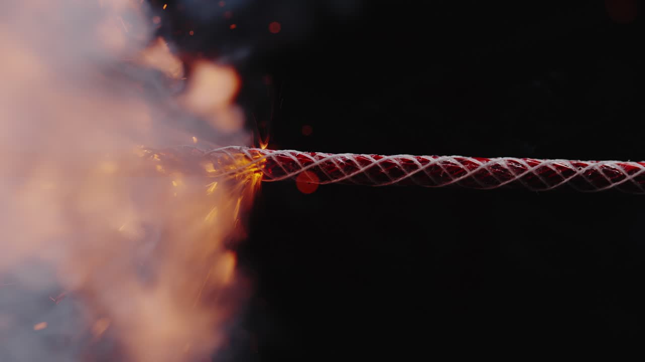 빨리 불꽃이  ⁇ 인 퓨즈 와이어를 따라 이동합니다.