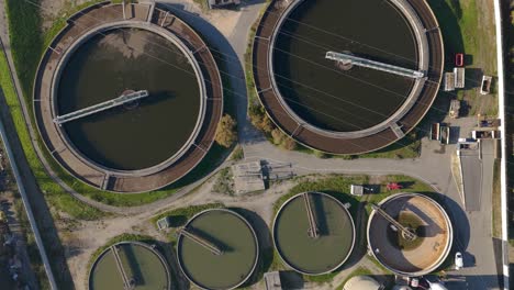 top-down shot over water tanks in a filtration plant in avignon, france