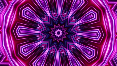 estrella púrpura y azul con fondo negro y estrella rosa y azul. ciclo de caleidoscopio vj