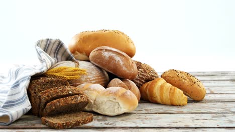 various types of breads with wheat grains