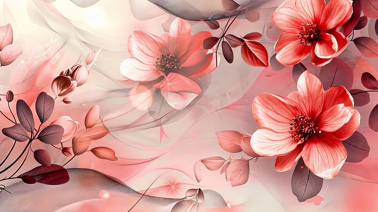Abstract Pink and Coral Floral Art Background