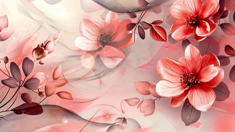 abstract pink and coral floral art background