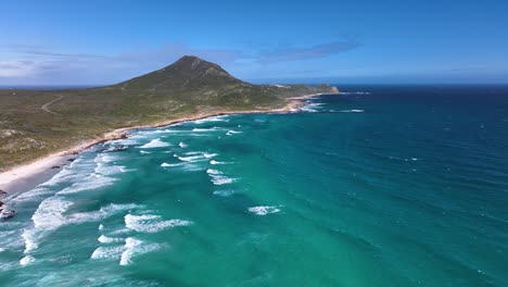 beautiful aerial drone shot of cape of good hope in cape point national park in cape town