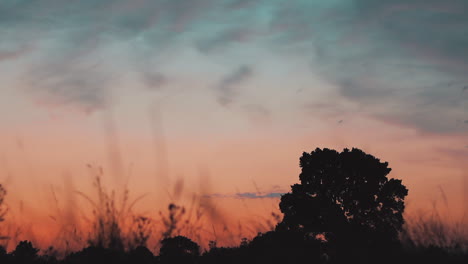 Time-Lapse-of-Sunset-in-Field,-Borehamwood,-Hertfordshire,-UK