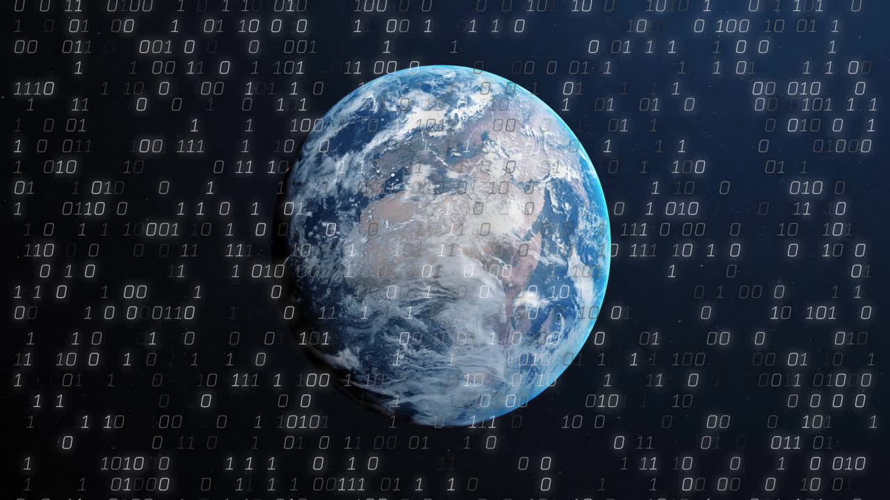 전 세계에 대한 바이너리 코딩의 애니메이션