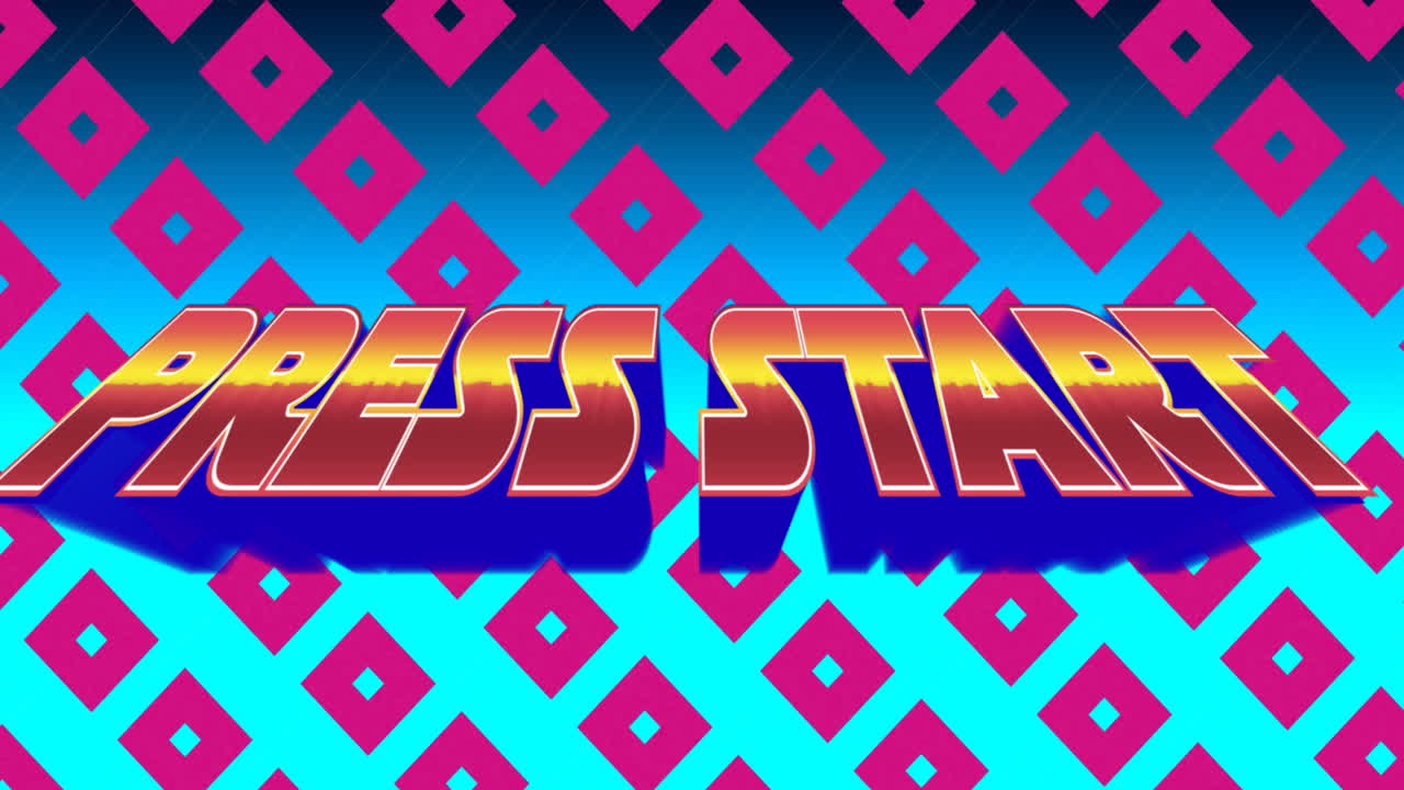 색과 파란색 배경 위에 언론 시작의 애니메이션