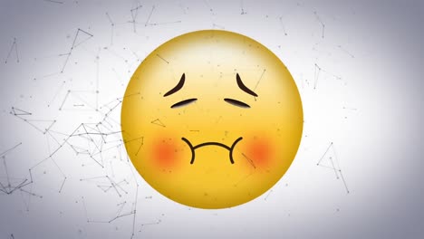 ⁇ 색 배경에 연결 네트워크를 통해 아픈 이모지 아이콘의 애니메이션