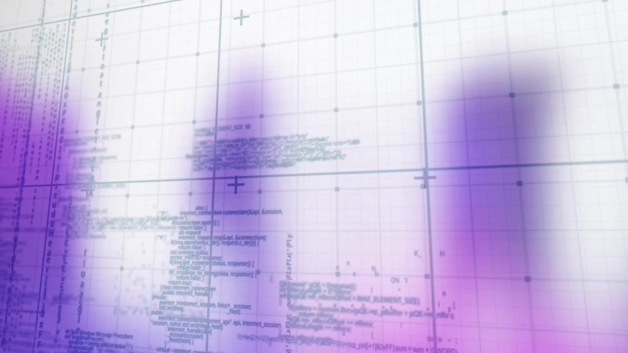 Animation of data processing over white and purple background