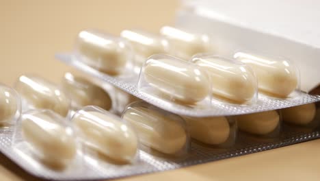 close-up of medicine capsules in blister packaging