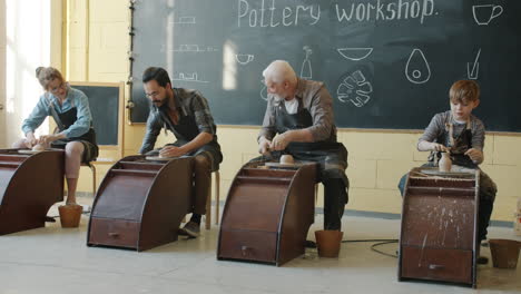 pottery workshop with students and instructors