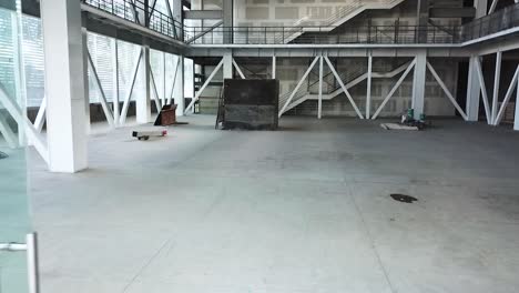 drone shot of the entrance to observe the interior of a construction site in mexico city