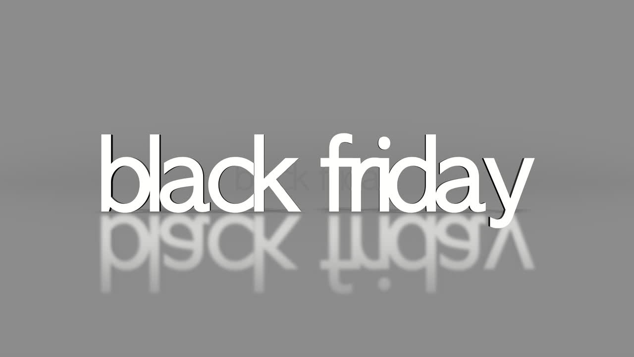 Rolling Black Friday text on fresh grey gradient