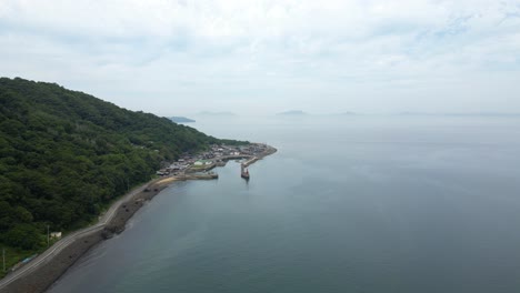 Forward slow motion drone flying over Seto inland sea