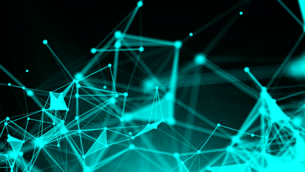 fondo geométrico azul abstracto con líneas y puntos en movimiento