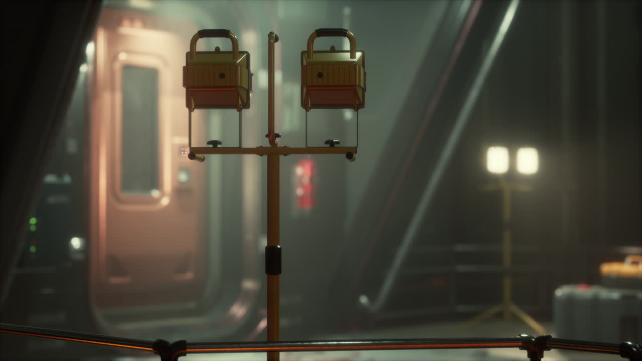 dos luces de trabajo en un sitio de construcción