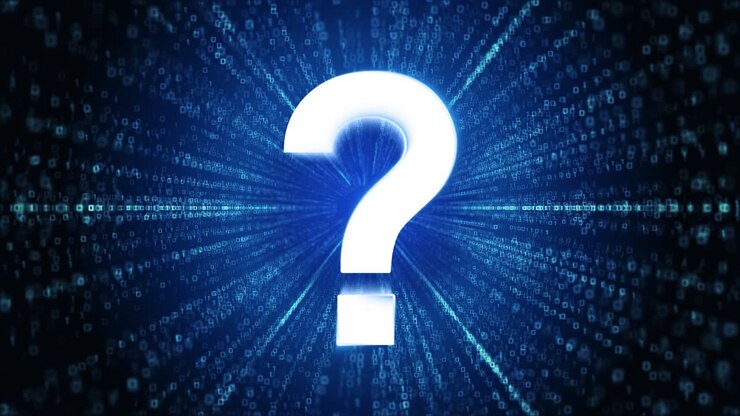 Question mark icon digital cyber space loop technology tunnel animation doubting person question