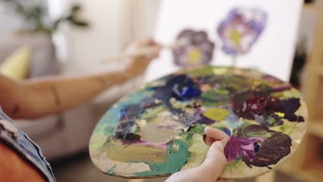 hand, paint or art with a color palette