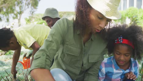 family gardening together