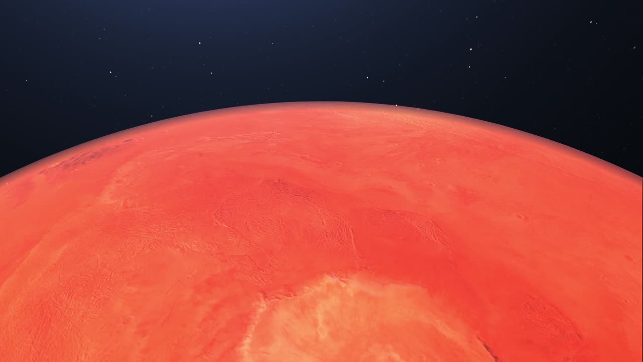 4k 행성 화성 고품질 - 배경에 별이 있는 화성 도를 돌고 있는 4k - 검은 배경 화성 - 화성 표면 근처 비행 - 남극에서 접근하는 화성 - 은 화성