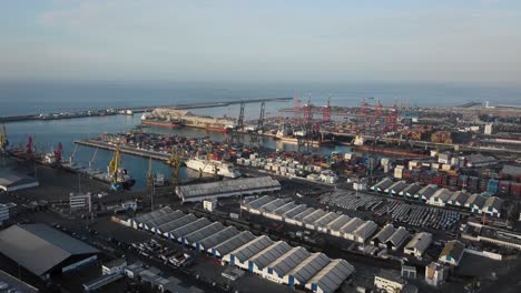 drone shot of the casablanca harbor during the coronavirus containment