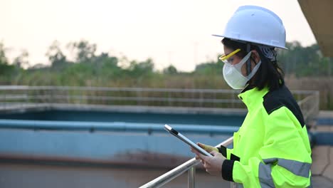 environmental engineers work at wastewater treatment plants