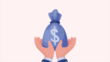 hands holding a money bag