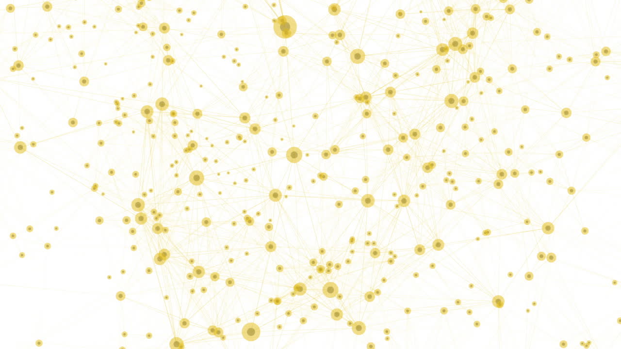 노란색 기술 연결 애니메이션과 점