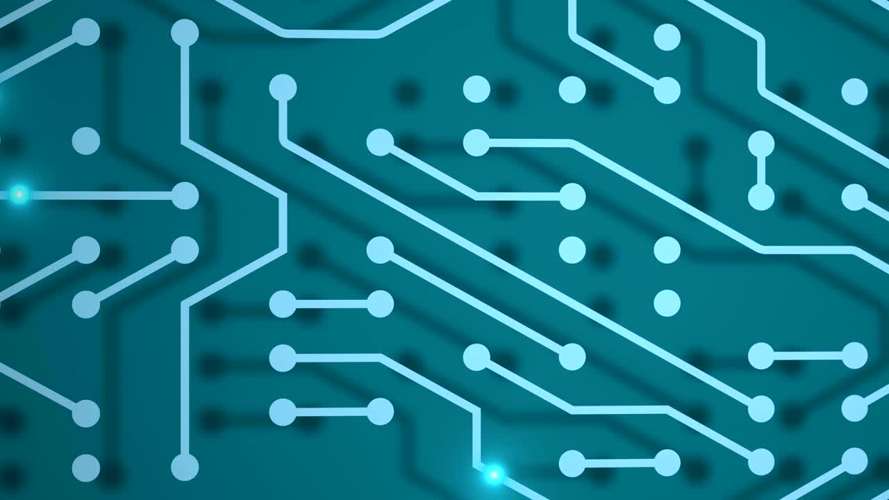 placa de circuito animado de bucle con iluminación.