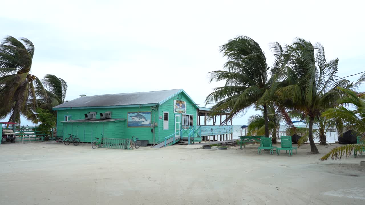 caye caulker, 벨리즈의 섬에 있는 녹색 비치 하우스