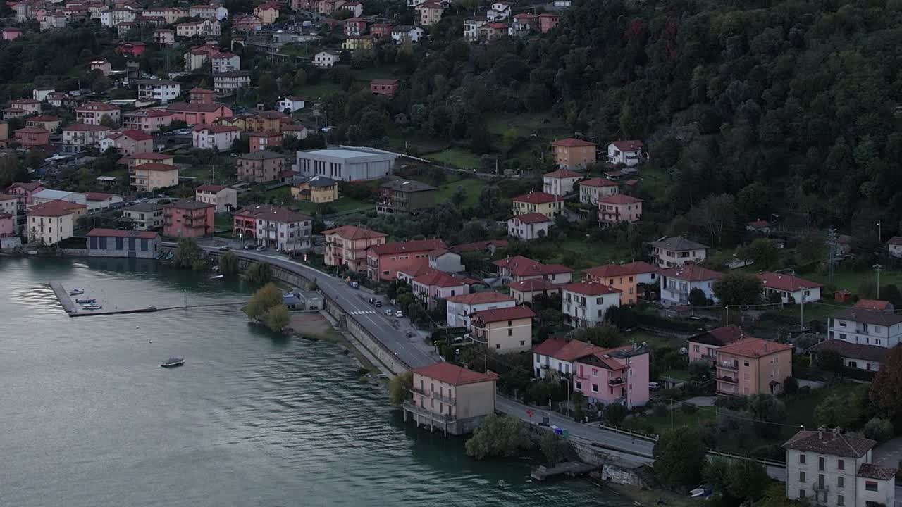 Stunning aerial view of charming Italian village in the Alps