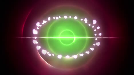 Animation-of-christmas-decoration-fairy-lights-with-copy-space-over-green-circles