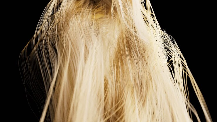 Golvend haar met gouden kleur, 3D-weergave