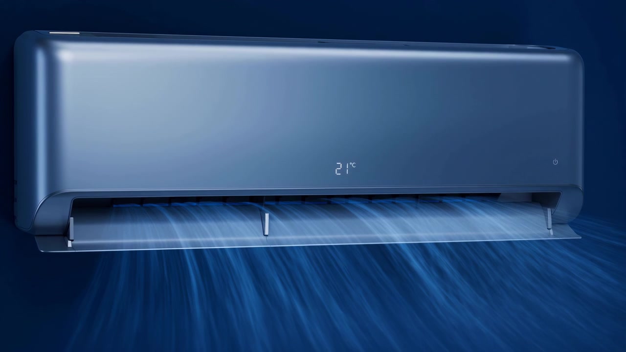 Moderne airconditioner blaast koele lucht