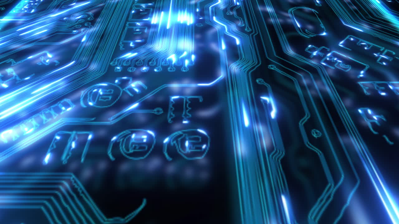 CPU, digital microchip and hologram of circuit
