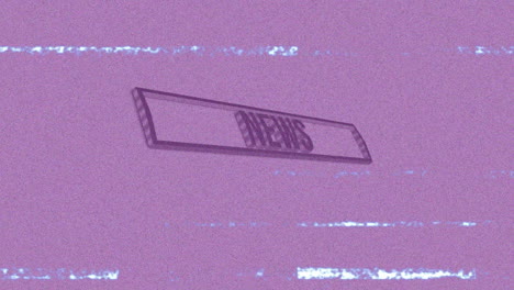 animation of purple screen glitching with news text in rectangular shape