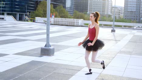 ballet dancer practicing on pavement 4k