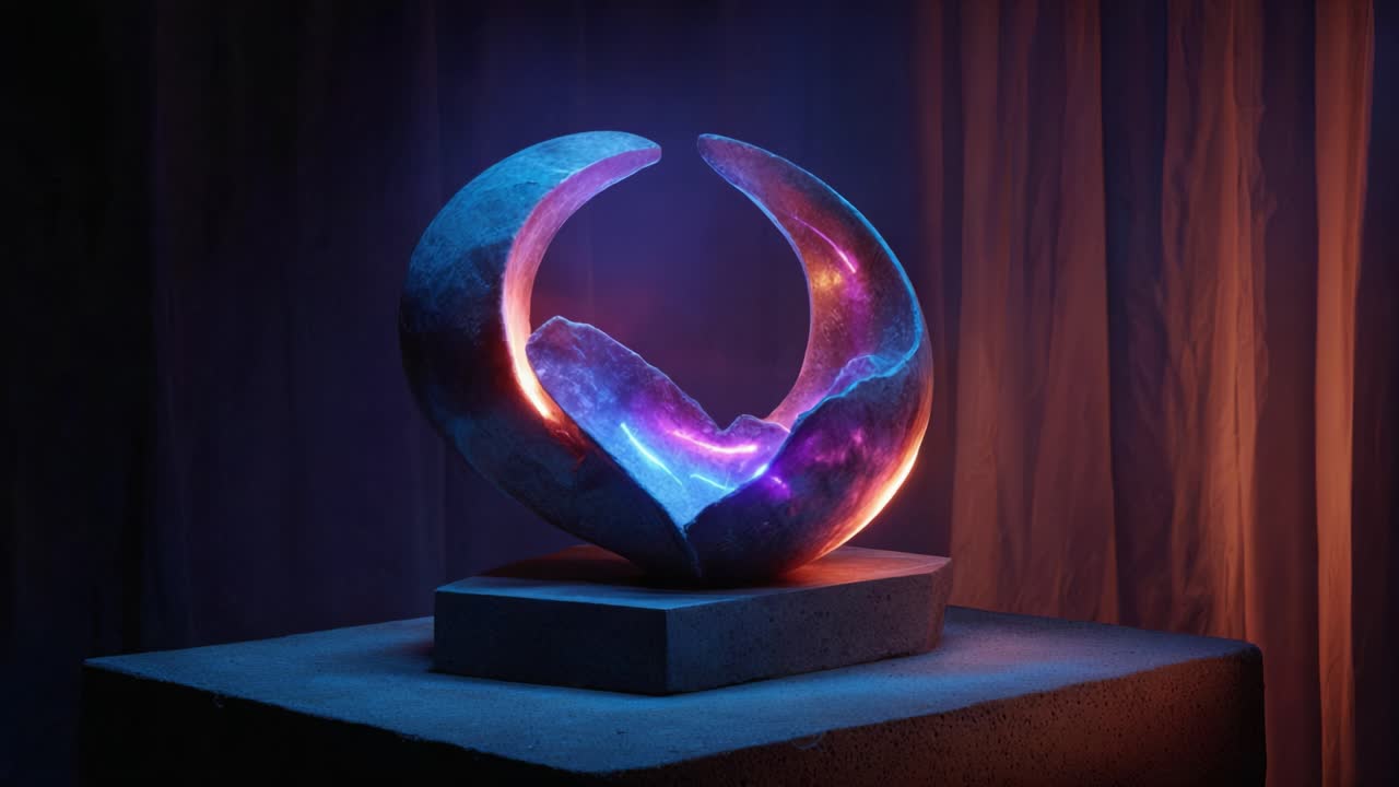 Una splendida scultura astratta che risplende di bellezza cosmica e ispira meraviglia e immaginazione, catturando l'essenza dell'universo in un'opera d'arte unica.