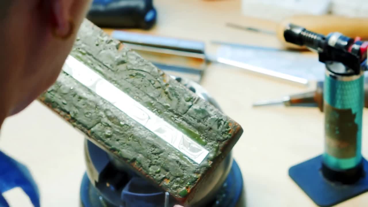 Craftswoman working in workshop