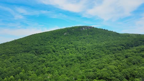 aerial drone footage of shawangunk mountains during summer in new york’s hudson valley