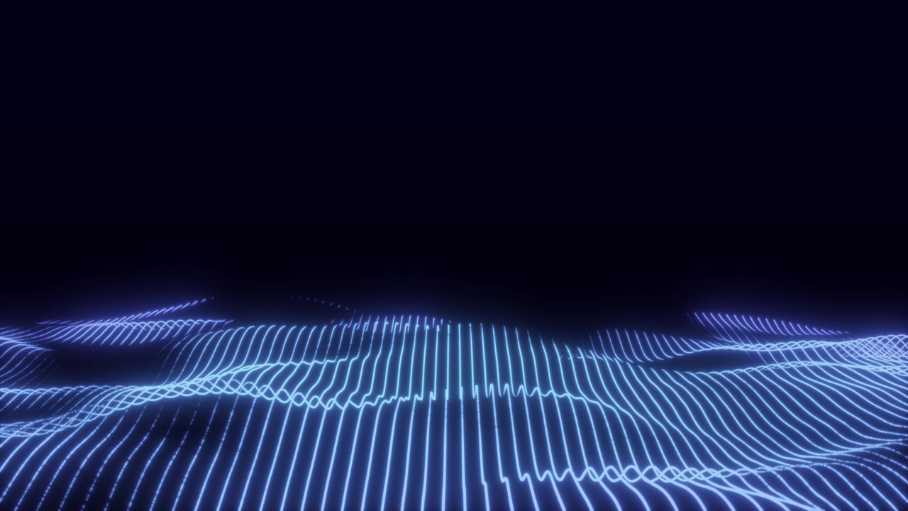 Abstract Blue Glowing Digital Wave Lines on Dark Background