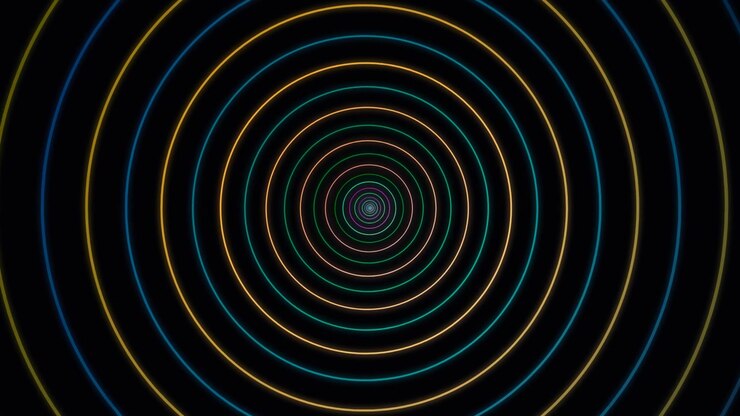Abstract Animation of Expanding Neon Concentric Circles